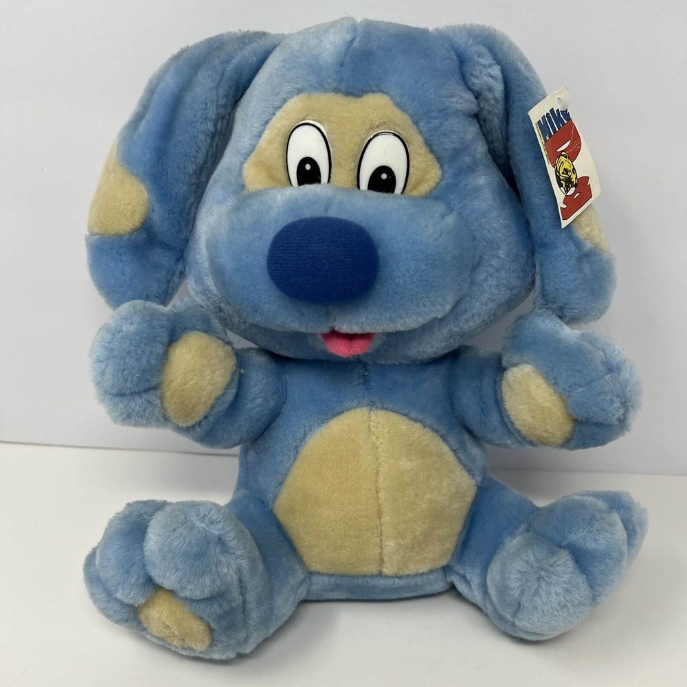 Vintage Mike Blue Spotted Dog Puppy Plush 12 Inch Stuffed Animal Toy w Tag